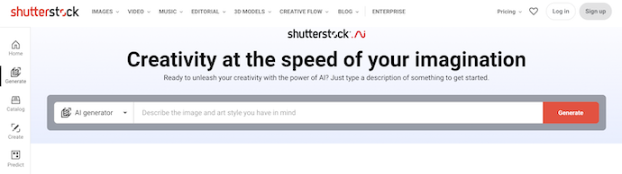 Shutterstock AI Image Generator Homepage