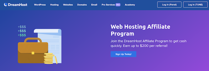 DreamHost Affiliate Homepage