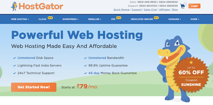 HostGator Homepage