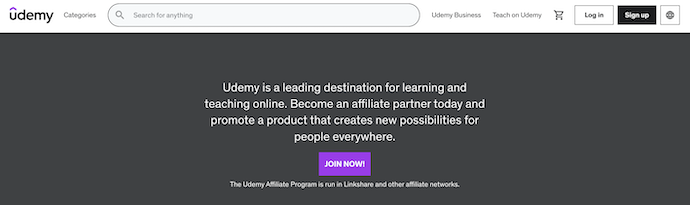Udemy Affiliate Homepage